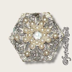 Bundle Sale 3 for $15 Vintage Faux Pearl & Rhinestone Brooch